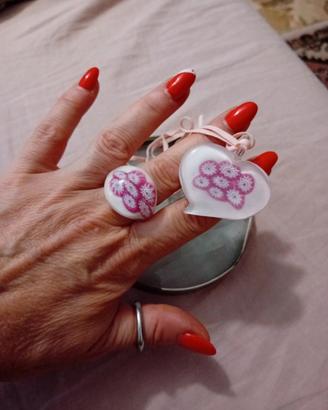 anello e ciondolo  con cordoncino  Murano