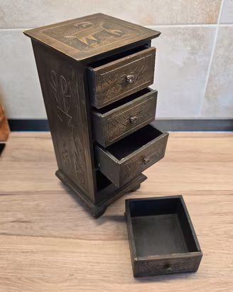 Mini cassettiera etnica in legno 4 cassetti - Come
