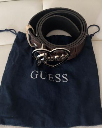 Cintura Guess Donna Marrone Fibbia Cuore