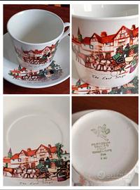 Set n.3 tazze da thè con piattini ceramica" The la