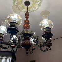 Lampadario legno e ottone