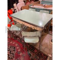 TAVOLINO PIANO FORMICA VERDE FINITURE CROMATE + 4