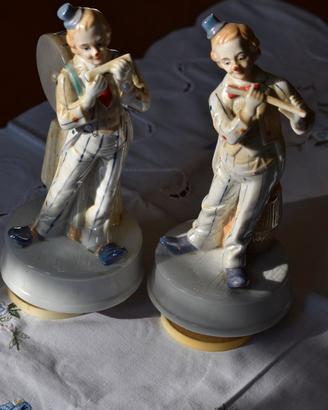 Coppia statuine carillon vintage in porcellana