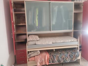 Cameretta a Ponte tre letti con armadio 