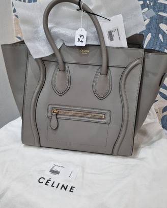 BORSA CELINE LUGGAGE MINI IN PELLE GRIGIO  *NUOVA*