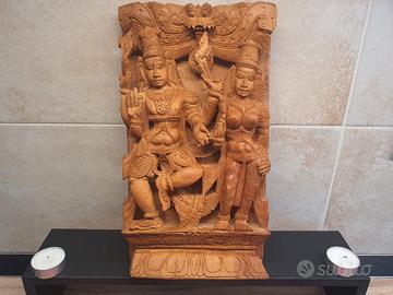 Pannello Intagliato Indiano Shiva e Parvati