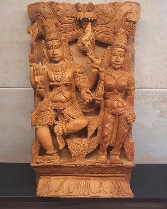 Pannello Intagliato Indiano Shiva e Parvati
