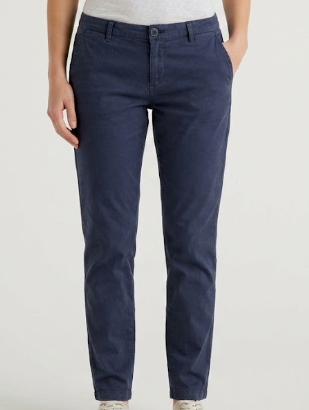 Pantaloni da donna in cotone blu Benetton