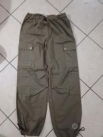 pantalone gamba larga verde militare 
