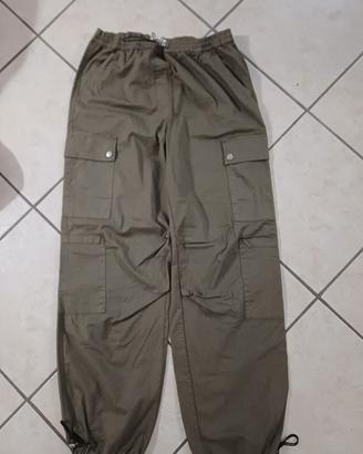 pantalone gamba larga verde militare 