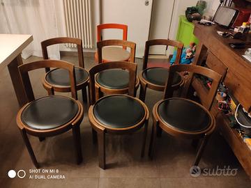 Set di sette sedie Mid Century anni '70