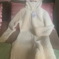 Tuta in pile bianca SHELL TEDDY BEAR