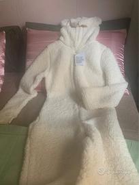 Tuta in pile bianca SHELL TEDDY BEAR