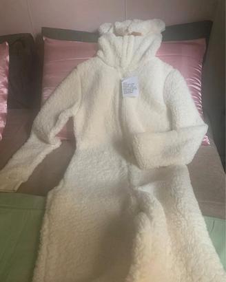 Tuta in pile bianca SHELL TEDDY BEAR
