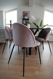 6 sedie in velluto rosa come nuove