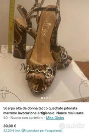 Scarpa alta da donna tacco quadrato pitonata