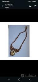 Collana Soutache Artigianale Vintage con Cammeo 