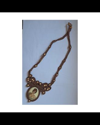 Collana Soutache Artigianale Vintage con Cammeo 