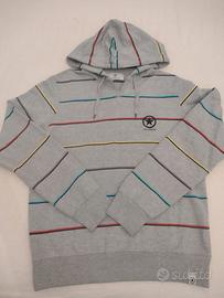 Felpa con cappuccio Converse grigia a righe - L
