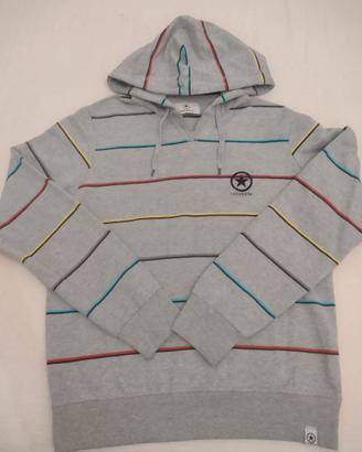 Felpa con cappuccio Converse grigia a righe - L