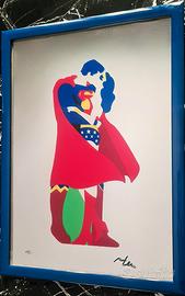 Sericollage su specchio Marco Lodola Superman kiss