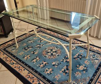 Tavolo in cristallo e ferro battuto