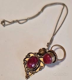 Set anello e collana cin ciondolo vintage