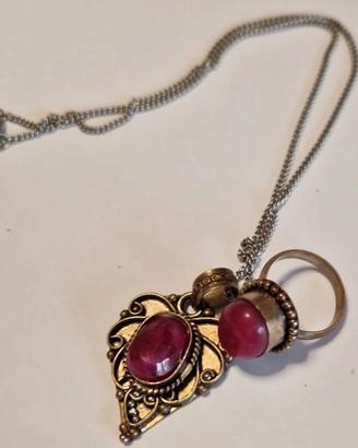 Set anello e collana cin ciondolo vintage