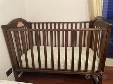 Culla Erbesi in ciliegio e materasso altezza 16 cm