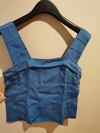 Top sartoriale seta azzurro