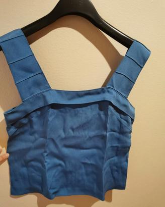 Top sartoriale seta azzurro