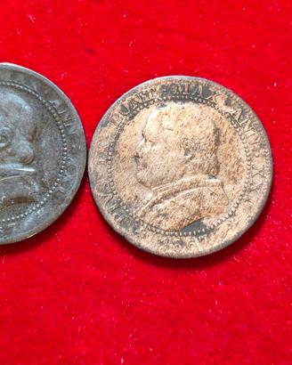 coppia monete preunitari 1 soldo 1867