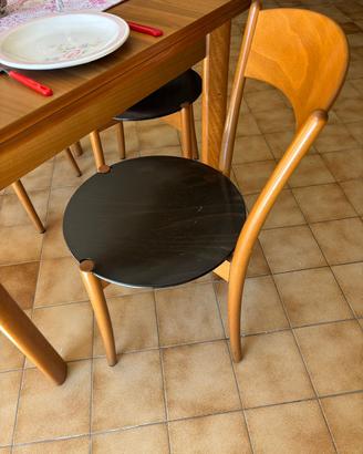 4 sedie da cucina salone legno massello col rovere