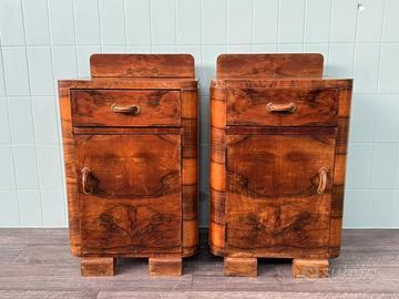 Coppia antichi comodini stile art deco anni 30
