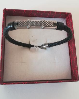 Bracciale Marlù, in vera pelle e acciaio