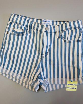 Shorts Bambina 7 anni righe bianche e blu Mayoral