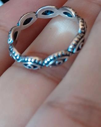 anello in argento sterling a occhi con zirconi tur