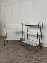 Coppia Carrelli Servitori in Metallo Industrial