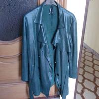 Elegante soprabito in similpelle nuovo verde oliva