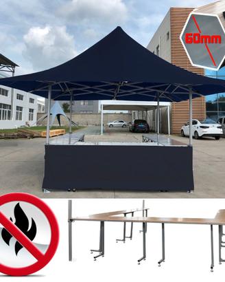 Gazebo chiosco pieghevole 5x5 pagoda eventi nero
