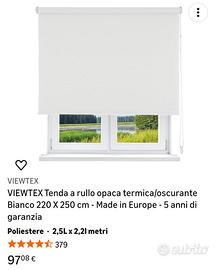 Tenda a rullo bianca 220x250 termica/oscurante