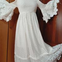 abito in cotone ricamato in pizzo antica sartoria 