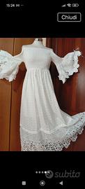 abito in cotone ricamato in pizzo antica sartoria 