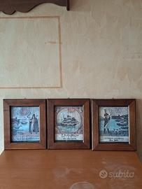 tris di quadretti vintage a tema nautico