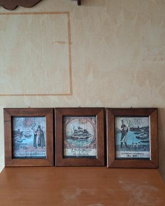 tris di quadretti vintage a tema nautico