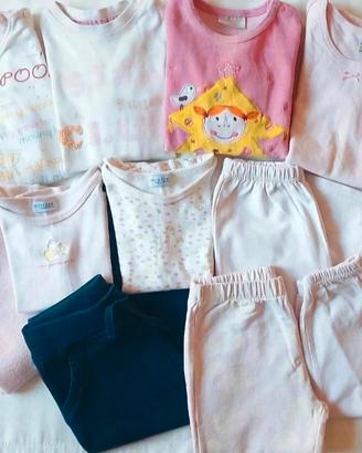 11 pigiami spaiati bambina 18/36 mesi