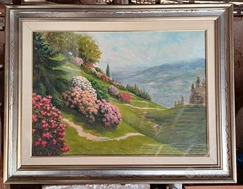 Quadro Dipinto a Olio Paesaggio Fiorito - 70x90 -