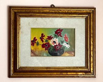 Quadro dipinto a mano olio su tela - Vaso di fiori