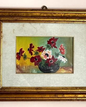 Quadro dipinto a mano olio su tela - Vaso di fiori