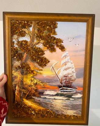Quadro con ambra vera baltica